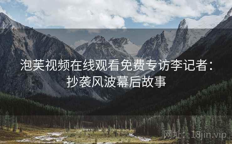 泡芙视频在线观看免费专访李记者：抄袭风波幕后故事