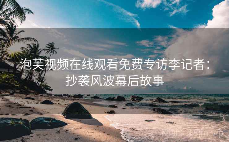 泡芙视频在线观看免费专访李记者：抄袭风波幕后故事